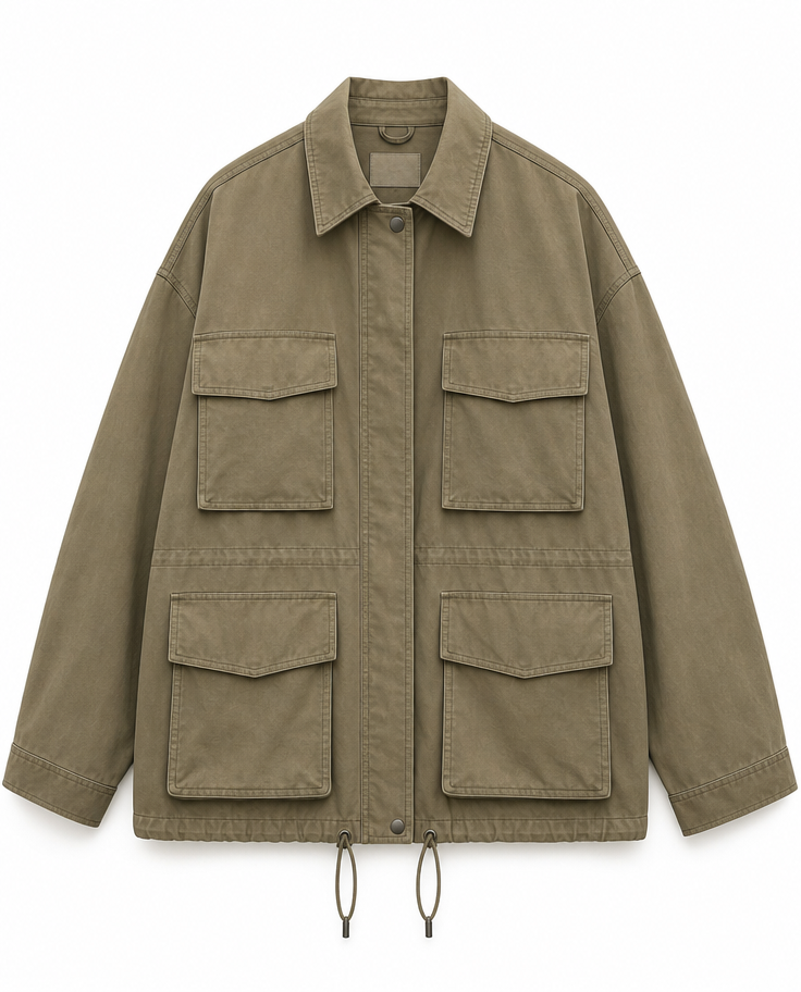 Oversized utility jacket — front view